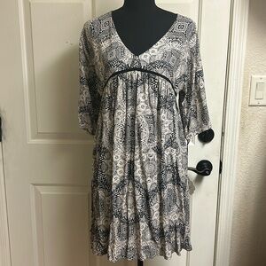 Knox Rose Women's Size Small Black Beige Shift Dress Mandala, NWT